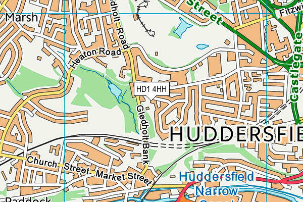 HD1 4HH map - OS VectorMap District (Ordnance Survey)