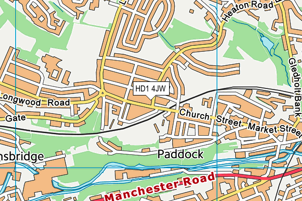 HD1 4JW map - OS VectorMap District (Ordnance Survey)