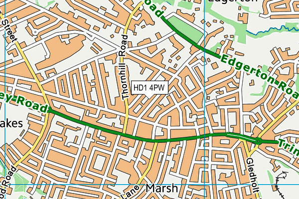 HD1 4PW map - OS VectorMap District (Ordnance Survey)