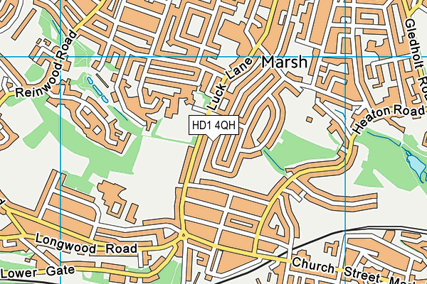 HD1 4QH map - OS VectorMap District (Ordnance Survey)