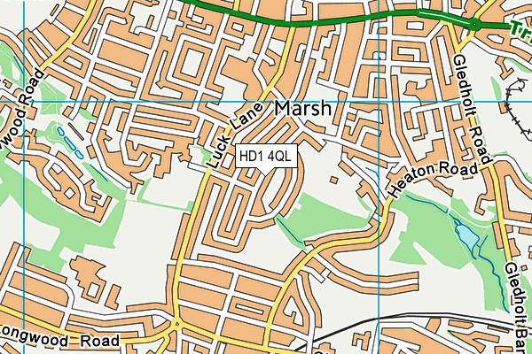 HD1 4QL map - OS VectorMap District (Ordnance Survey)