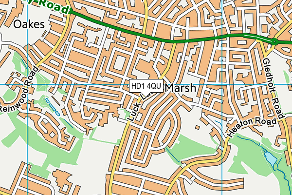 HD1 4QU map - OS VectorMap District (Ordnance Survey)