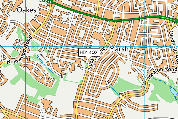 Huddersfield Grammar School map (HD1 4QX) - OS VectorMap District (Ordnance Survey)