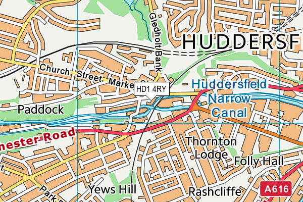 HD1 4RY map - OS VectorMap District (Ordnance Survey)