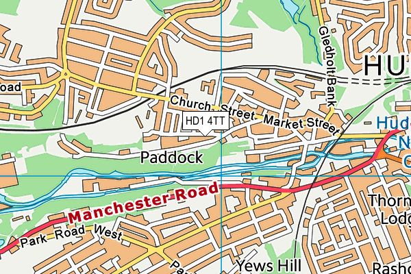 HD1 4TT map - OS VectorMap District (Ordnance Survey)