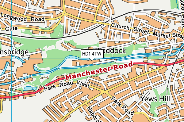 HD1 4TW map - OS VectorMap District (Ordnance Survey)