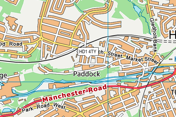 HD1 4TY map - OS VectorMap District (Ordnance Survey)