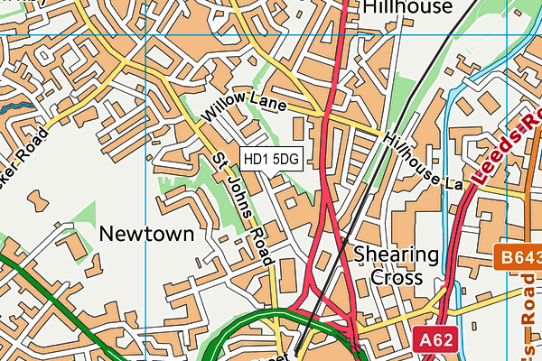 The Gym Group (Huddersfield) map (HD1 5DG) - OS VectorMap District (Ordnance Survey)