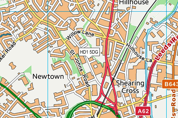 HD1 5DG map - OS VectorMap District (Ordnance Survey)