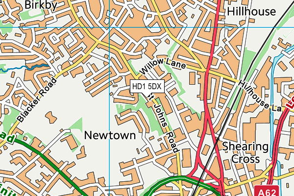 HD1 5DX map - OS VectorMap District (Ordnance Survey)