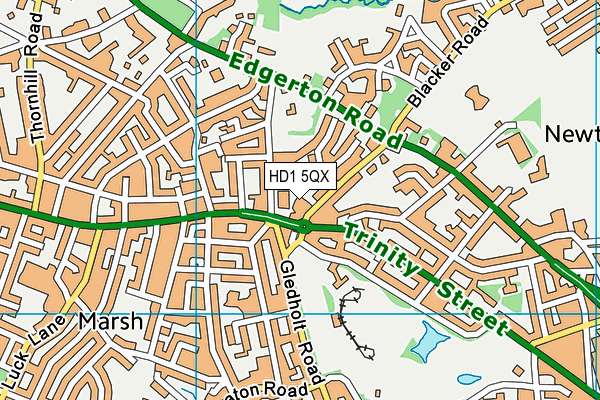 HD1 5QX map - OS VectorMap District (Ordnance Survey)