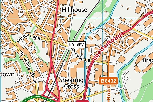 HD1 6BY map - OS VectorMap District (Ordnance Survey)