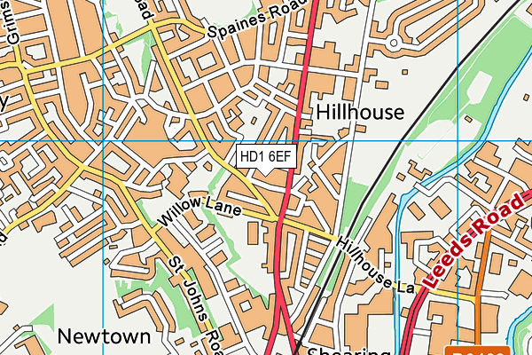 HD1 6EF map - OS VectorMap District (Ordnance Survey)