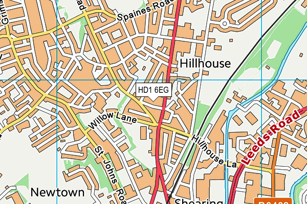 HD1 6EG map - OS VectorMap District (Ordnance Survey)