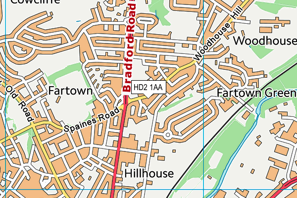 HD2 1AA map - OS VectorMap District (Ordnance Survey)