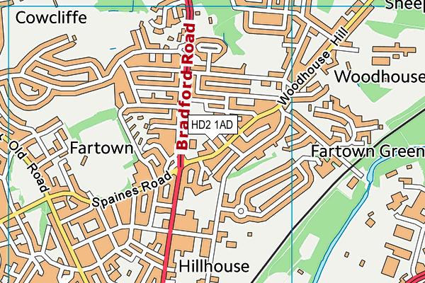 HD2 1AD map - OS VectorMap District (Ordnance Survey)