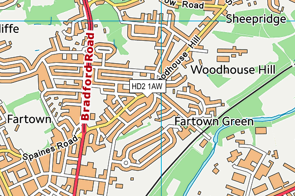 HD2 1AW map - OS VectorMap District (Ordnance Survey)