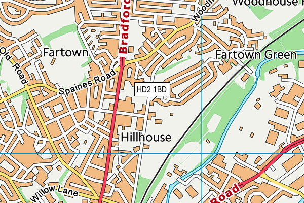 HD2 1BD map - OS VectorMap District (Ordnance Survey)