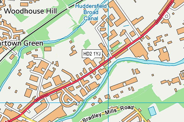 Huddersfield Town Afc (Ppg Canalside) map (HD2 1YJ) - OS VectorMap District (Ordnance Survey)