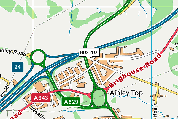 HD2 2DX map - OS VectorMap District (Ordnance Survey)