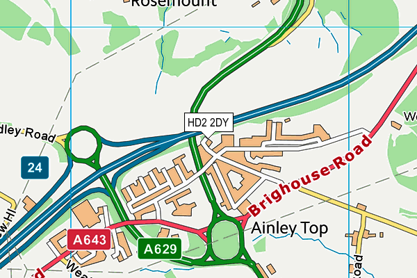 HD2 2DY map - OS VectorMap District (Ordnance Survey)