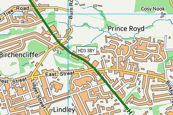 HD3 3BY map - OS VectorMap District (Ordnance Survey)