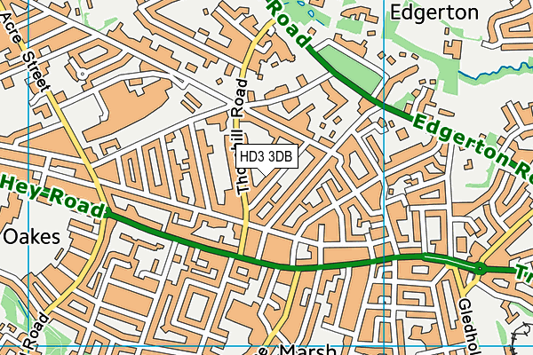 HD3 3DB map - OS VectorMap District (Ordnance Survey)