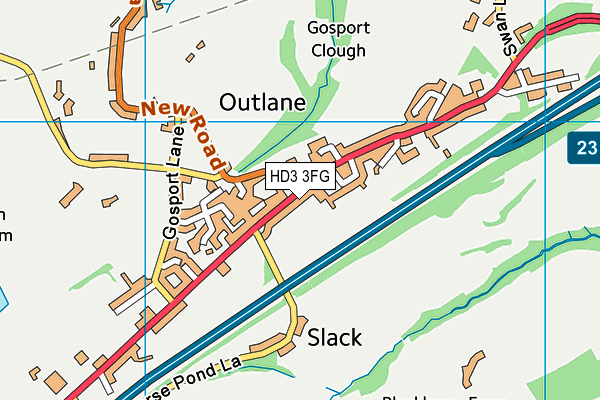 HD3 3FG map - OS VectorMap District (Ordnance Survey)