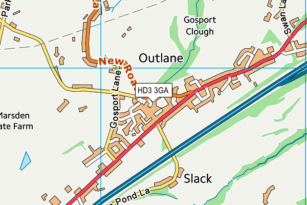 HD3 3GA map - OS VectorMap District (Ordnance Survey)