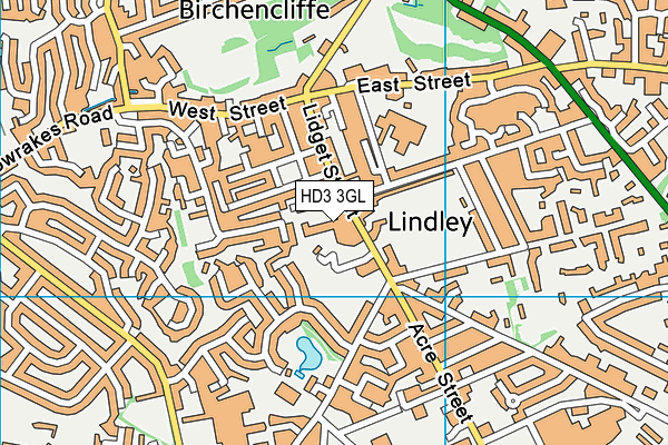 HD3 3GL map - OS VectorMap District (Ordnance Survey)