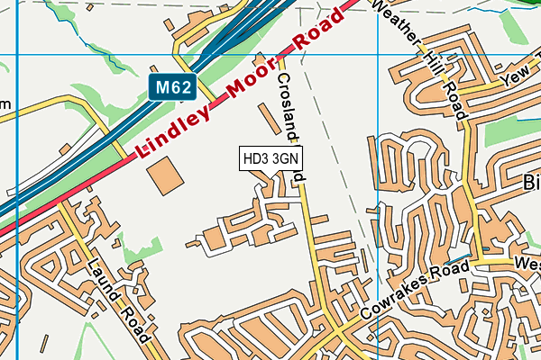HD3 3GN map - OS VectorMap District (Ordnance Survey)