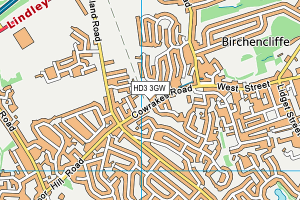 HD3 3GW map - OS VectorMap District (Ordnance Survey)