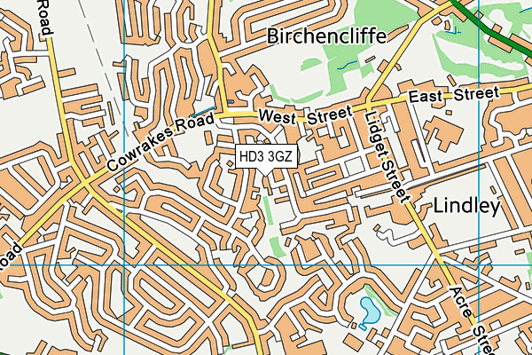 HD3 3GZ map - OS VectorMap District (Ordnance Survey)