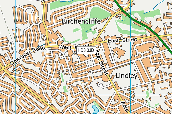 HD3 3JD map - OS VectorMap District (Ordnance Survey)