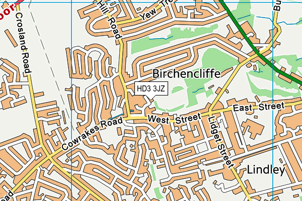 HD3 3JZ map - OS VectorMap District (Ordnance Survey)