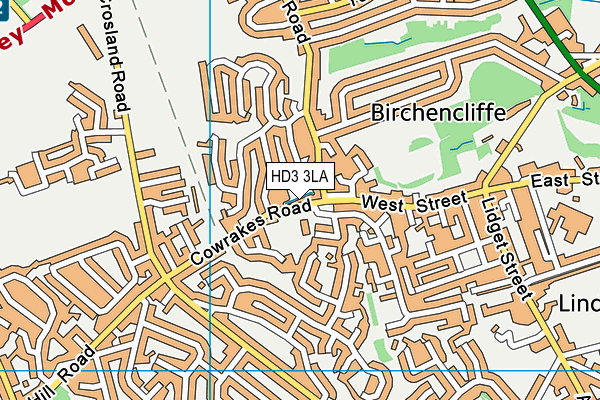 HD3 3LA map - OS VectorMap District (Ordnance Survey)