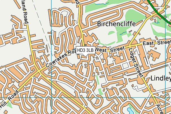 HD3 3LB map - OS VectorMap District (Ordnance Survey)