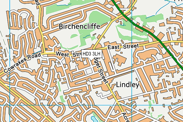 HD3 3LH map - OS VectorMap District (Ordnance Survey)
