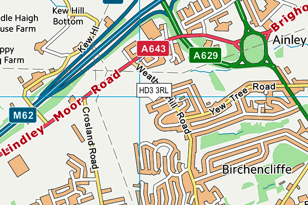HD3 3RL map - OS VectorMap District (Ordnance Survey)