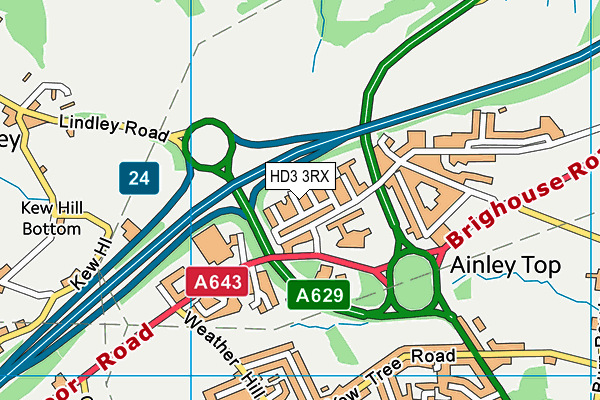 HD3 3RX map - OS VectorMap District (Ordnance Survey)