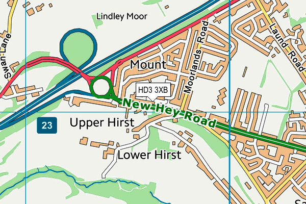 HD3 3XB map - OS VectorMap District (Ordnance Survey)