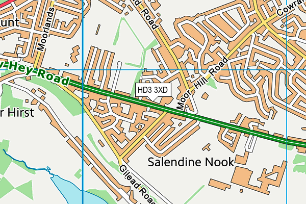 HD3 3XD map - OS VectorMap District (Ordnance Survey)