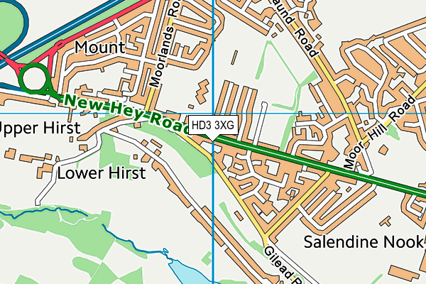 HD3 3XG map - OS VectorMap District (Ordnance Survey)