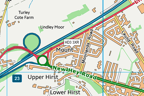 HD3 3XR map - OS VectorMap District (Ordnance Survey)