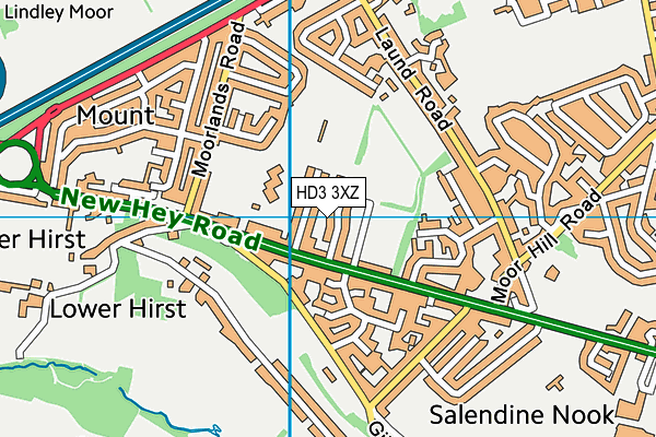 HD3 3XZ map - OS VectorMap District (Ordnance Survey)
