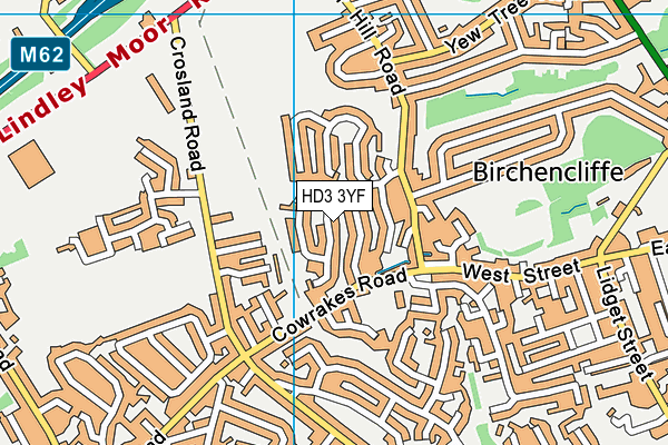 HD3 3YF map - OS VectorMap District (Ordnance Survey)