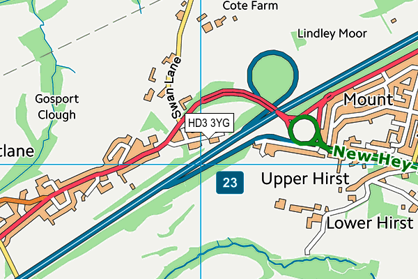 HD3 3YG map - OS VectorMap District (Ordnance Survey)