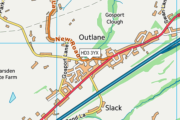 HD3 3YX map - OS VectorMap District (Ordnance Survey)