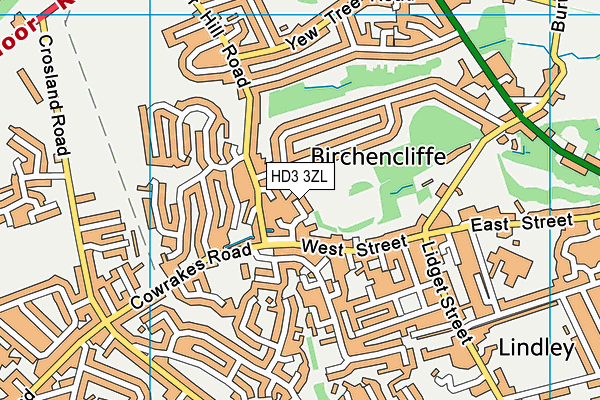 HD3 3ZL map - OS VectorMap District (Ordnance Survey)