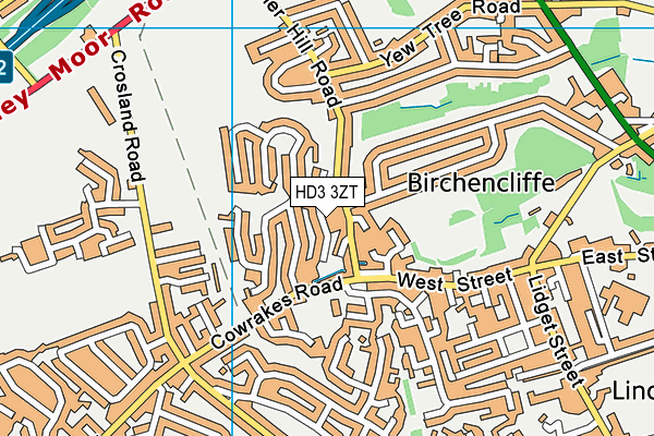 HD3 3ZT map - OS VectorMap District (Ordnance Survey)